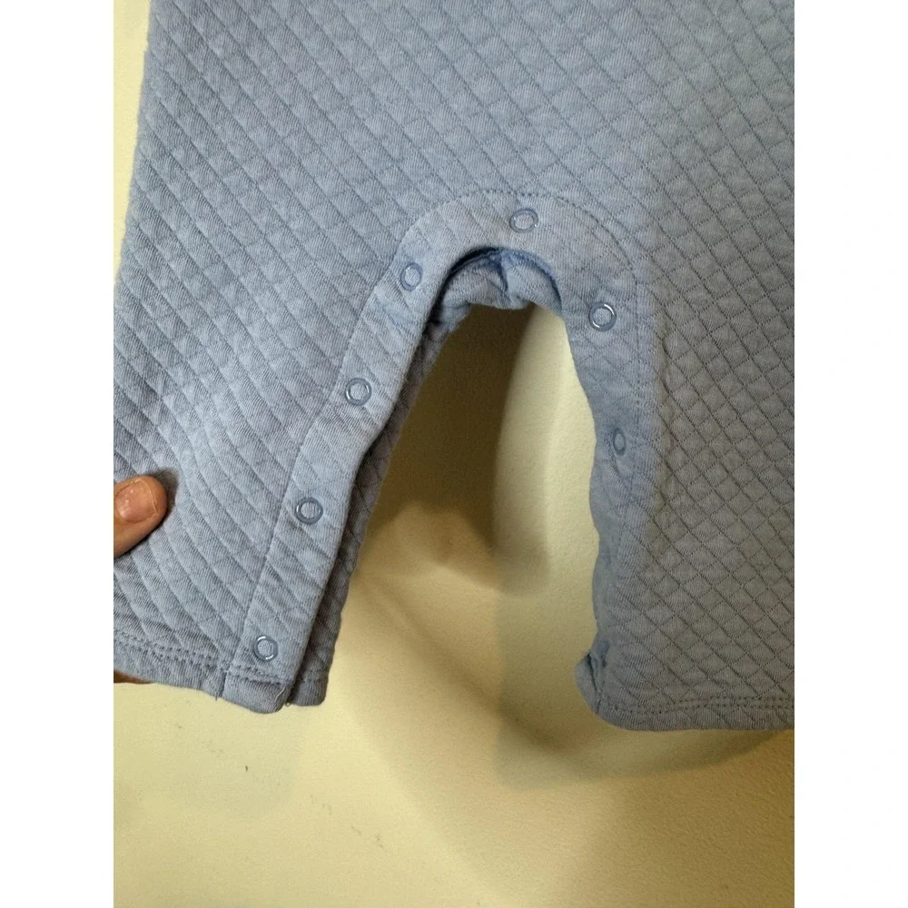 Janie And Jack Romper Baby Boys 3-6 Months Blue Quilted Collar Snap Coverall
